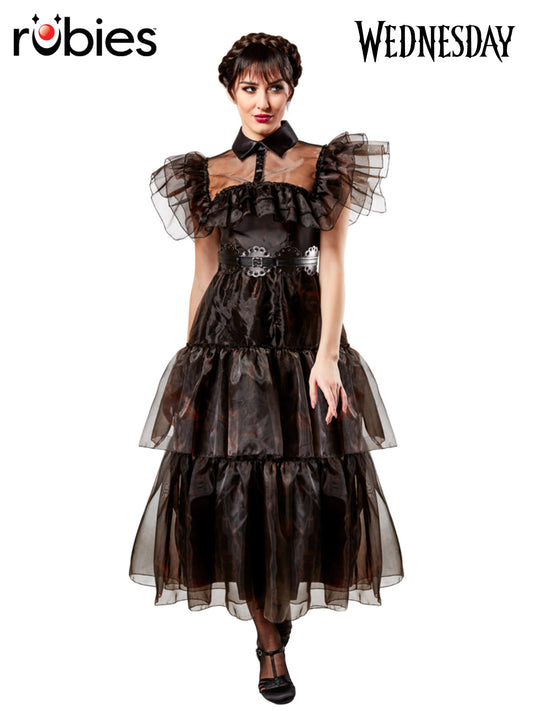 WEDNESDAY RAVE'N DELUXE COSTUME (NETFLIX), ADULT - Front