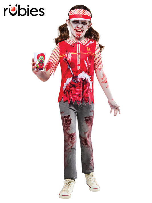 ZOMBIE BURGER WORKER COSTUME, CHILD - Front