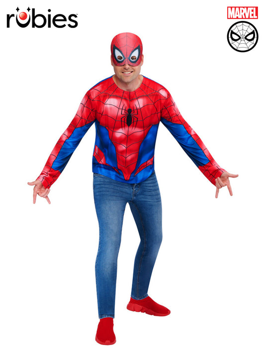 SPIDER-MAN COSTUME TOP & MASK, ADULT - M-L - Front