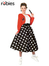 POLKA DOT ROCKER COSTUME, ADULT - STD - Front