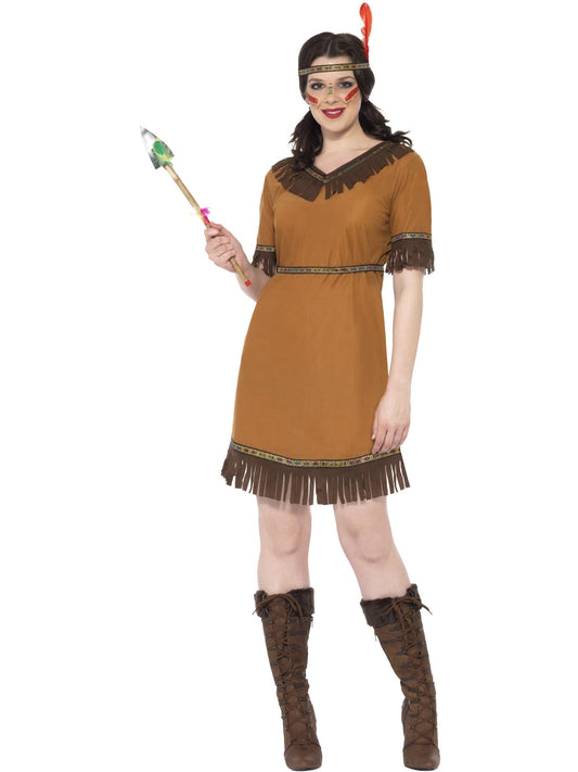 NATIVE AMERICAN MAIDEN COSTUME, ADULT - Front