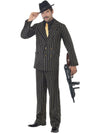 GANGSTER GOLD PINSTRIPE COSTUME, ADULT - Front