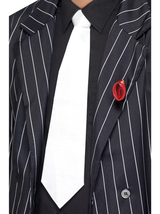 WHITE GANGSTER TIE, ADULT - Front