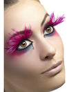 EYELASHES PINK WITH FEATHER PLUMES, ADULT - Front