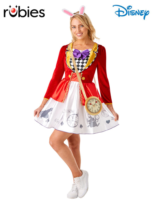 WHITE RABBIT ALICE IN WONDERLAND LADIES COSTUME, ADULT - Front