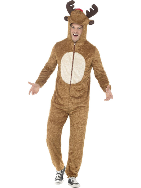 REINDEER HOODED COSTUME, ADULT - L - Front
