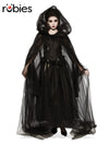 BLACK HOODED CAPE, ADULT - STD - Front