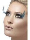 EYELASHES WITH GREEN FEATHER PLUME, ADULT - Front