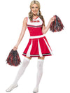 CHEERLEADER RED COSTUME, ADULT - Front