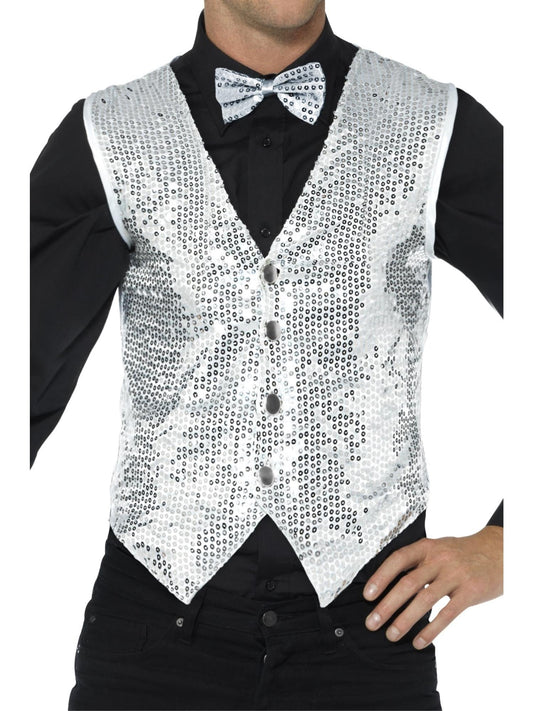 WAISTCOAT - SILVER SEQUIN, ADULT - Front