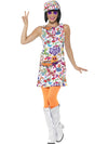 60S GROOVY CHICK COSTUME, ADULT - Front