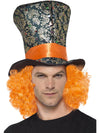 TOP HAT WITH ATTACHED WIG, ADULT - Front