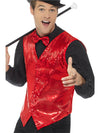 WAISTCOAT - RED SEQUIN, ADULT - Front