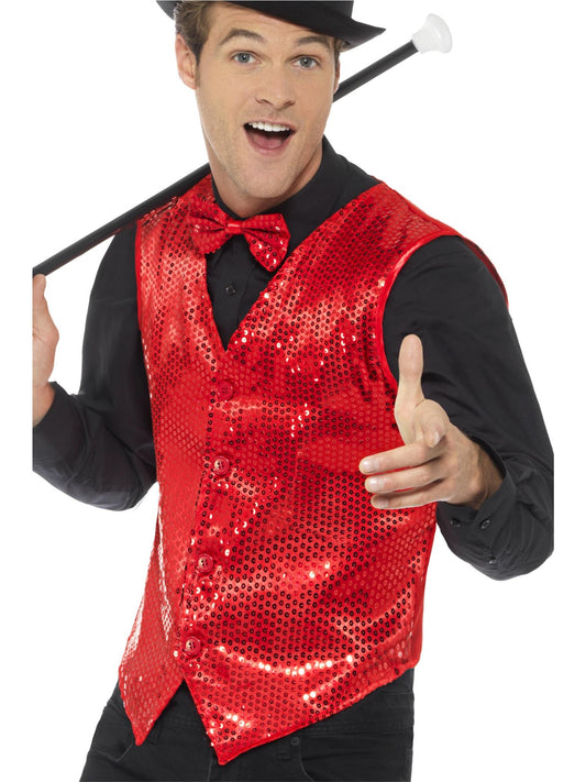 WAISTCOAT - RED SEQUIN, ADULT - Front