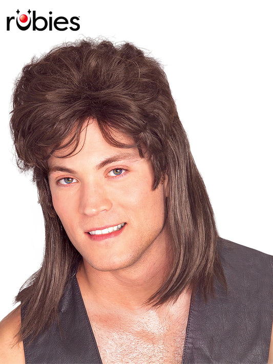 MULLET BROWN WIG - ADULT - Front