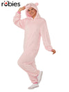 PIG FURRY HOODED ONESIE COSTUME, ADULT - Front