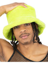 90S GREEN FUR BUCKET HAT, ADULT - Front