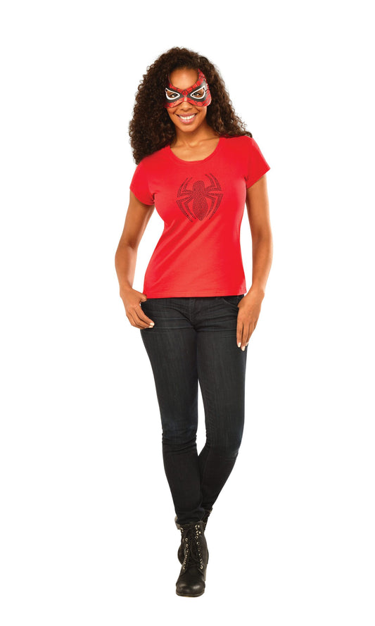 SPIDER-GIRL RHINESTONE TSHIRT, ADULT - Front