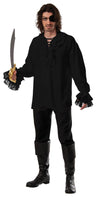 RUFFLED PIRATE SHIRT BLACK, ADULT - Front