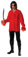 RUFFLED PIRATE SHIRT RED, ADULT - Front
