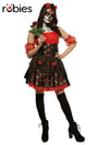 RED ROSE DAY OF THE DEAD COSTUME, ADULT - L - Front