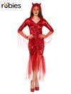 RED DEVIL BRIDE COSTUME, ADULT - STD - Front