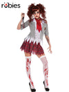 ZOMBIE SCHOOLGIRL DELUXE COSTUME, ADULT - STD - Front