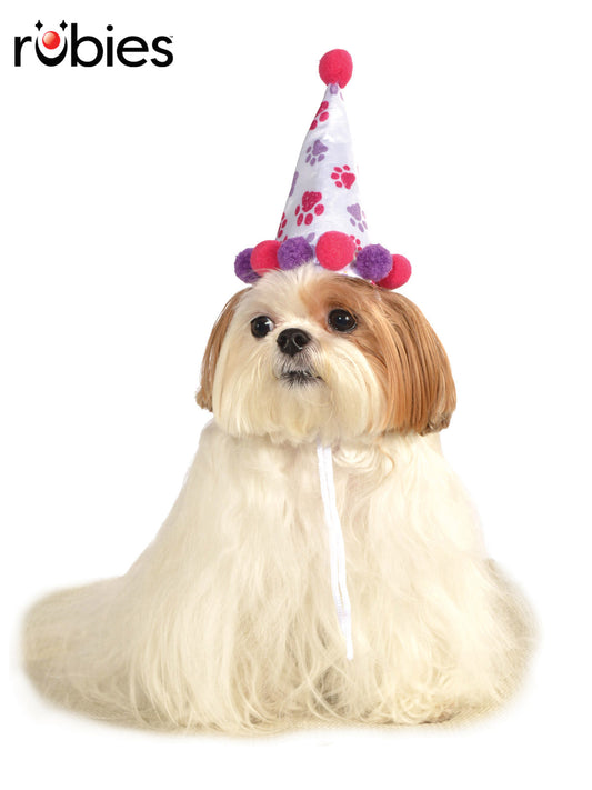 PAW PRINT GIRL PET BIRTHDAY HAT ACCESSORY - Front
