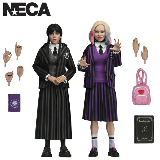 WEDNESDAY - WEDNESDAY ADDAMS (NEVERMORE UNIFORM) AND ENID 2 PACK - 8" CLOTHED ACTION FIGURE - Front