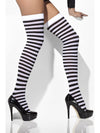 THIGH HIGHS - BLACK AND WHITE STRIPED, ADULT - Front