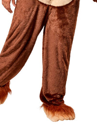 BIG FOOT FURRY ONESIE COSTUME, ADULT - Back