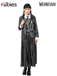 WEDNESDAY NEVERMORE DELUXE BLACK COSTUME (NETFLIX), ADULT - Front