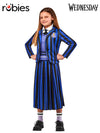 WEDNESDAY NEVERMORE BLUE DELUXE COSTUME (NETFLIX), CHILD - Front
