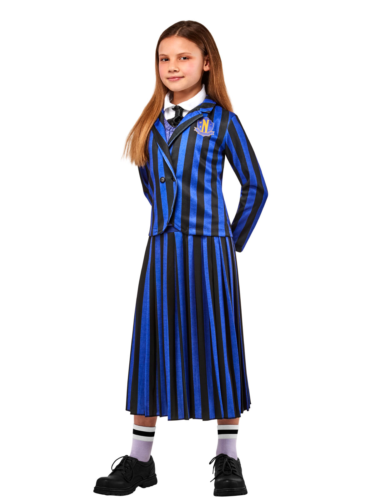 WEDNESDAY NEVERMORE BLUE DELUXE COSTUME (NETFLIX), CHILD - Back