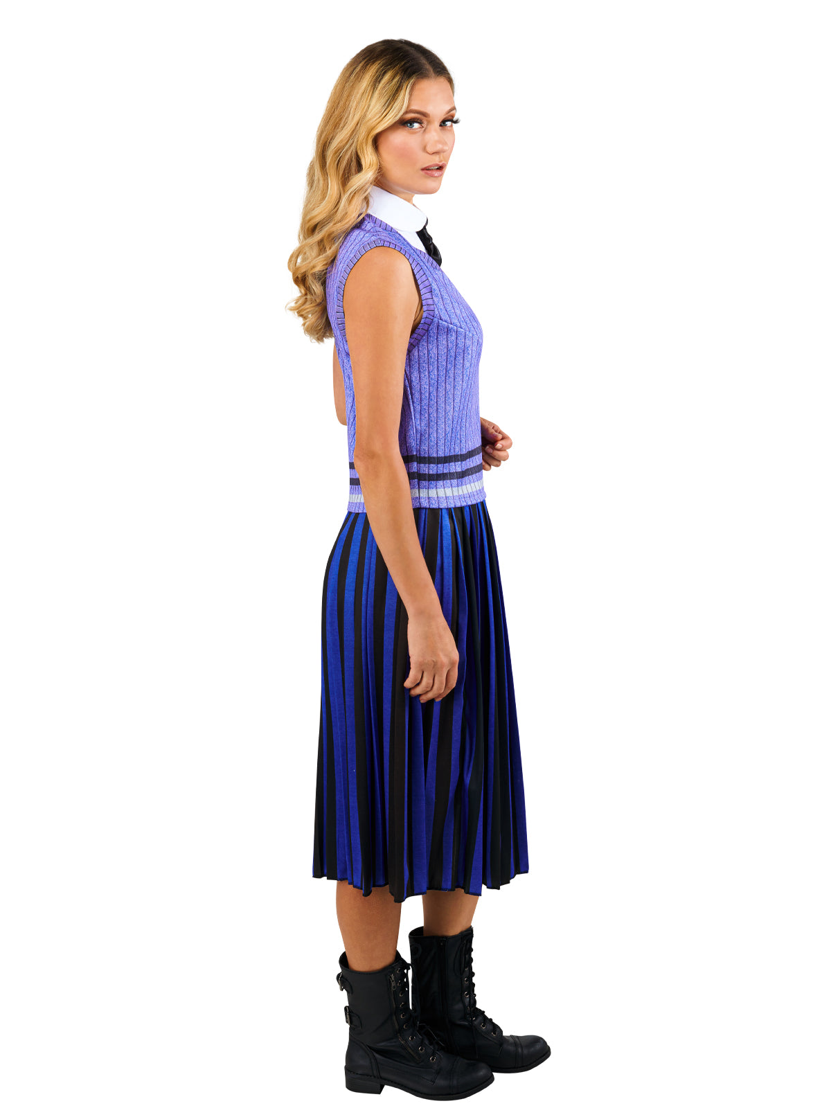 WEDNESDAY NEVERMORE DELUXE BLUE COSTUME (NETFLIX), ADULT - Back
