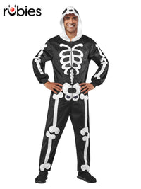 SKELETON ONESIE COSTUME, ADULT - Front