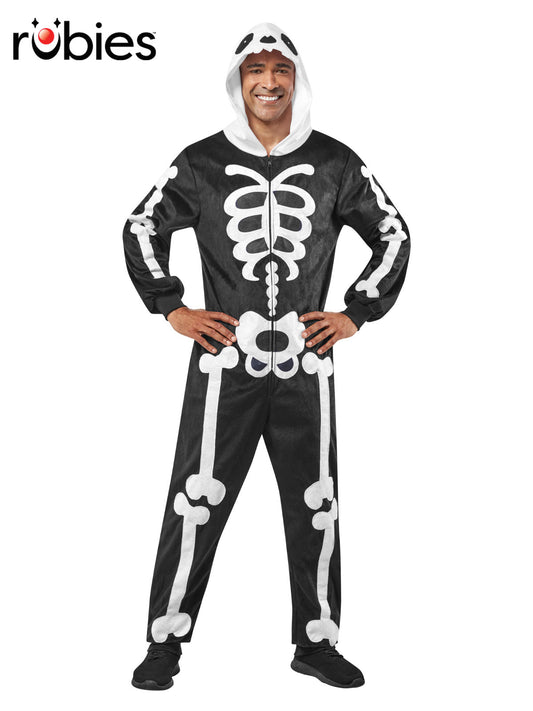 SKELETON ONESIE COSTUME, ADULT - Front