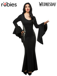 MORTICIA DELUXE COSTUME (WEDNESDAY), ADULT - Front