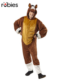 HORSE FURRY ONESIE COSTUME, ADULT - Front
