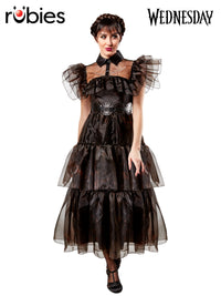 WEDNESDAY RAVE'N DELUXE COSTUME (NETFLIX), ADULT - Front