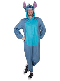 STITCH (LILO &amp; STITCH) HOODED ONESIE COSTUME, ADULT - Back