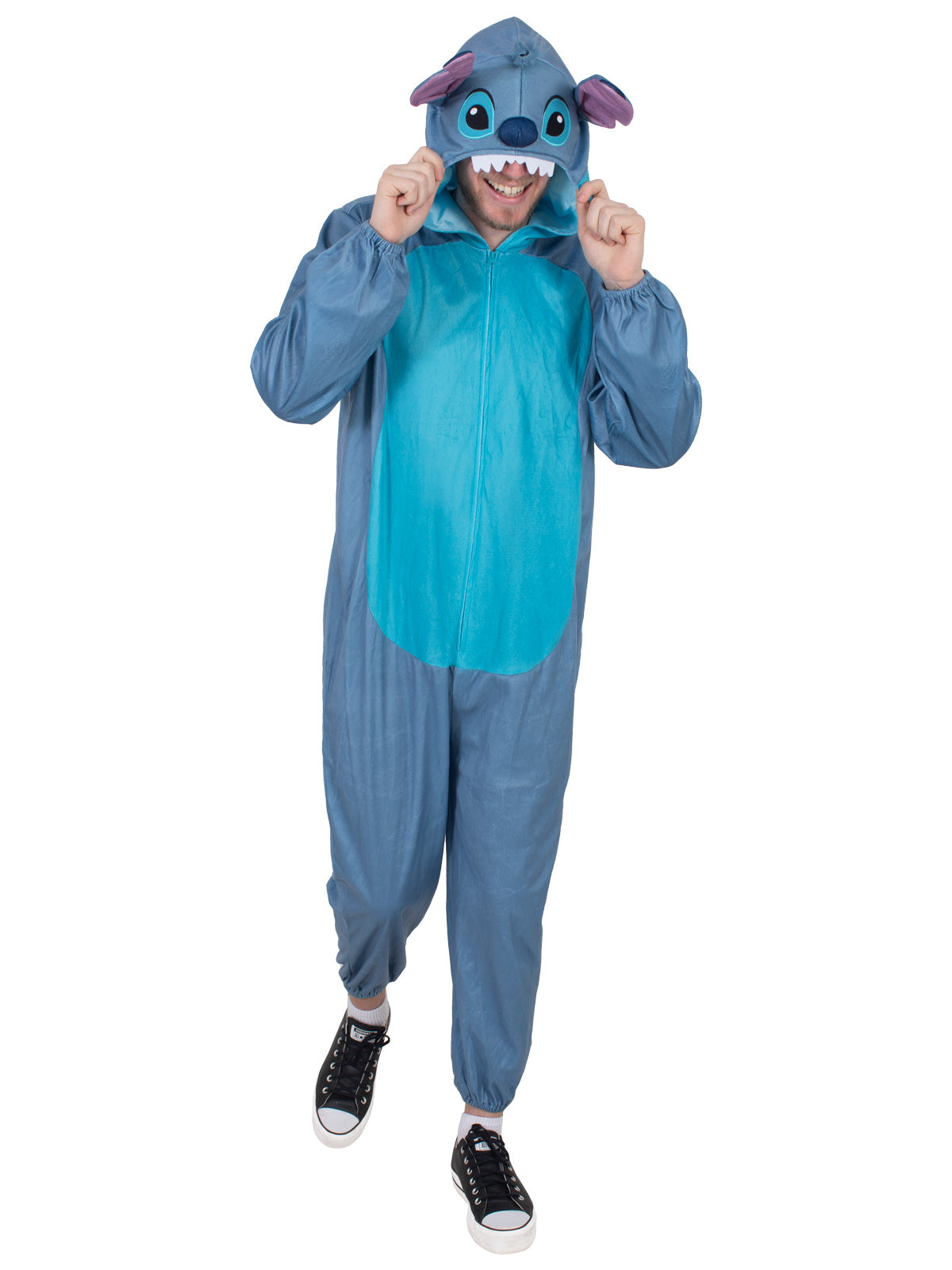 STITCH (LILO &amp; STITCH) HOODED ONESIE COSTUME, ADULT - Side