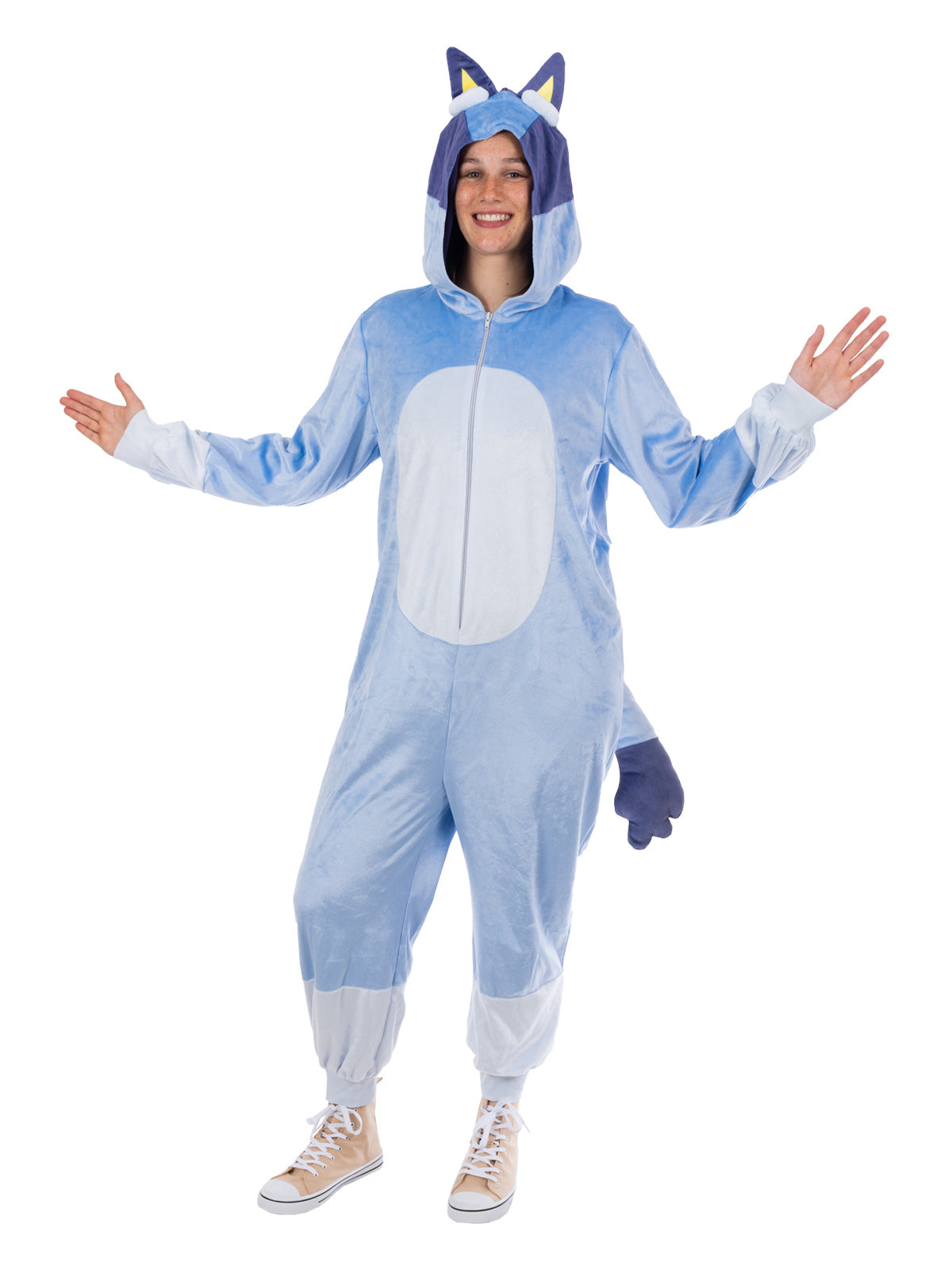 BLUEY ONESIE COSTUME, ADULT - Back