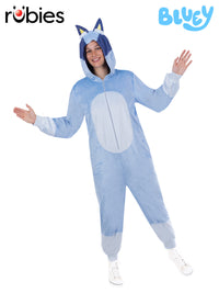 BLUEY ONESIE COSTUME, ADULT - Front