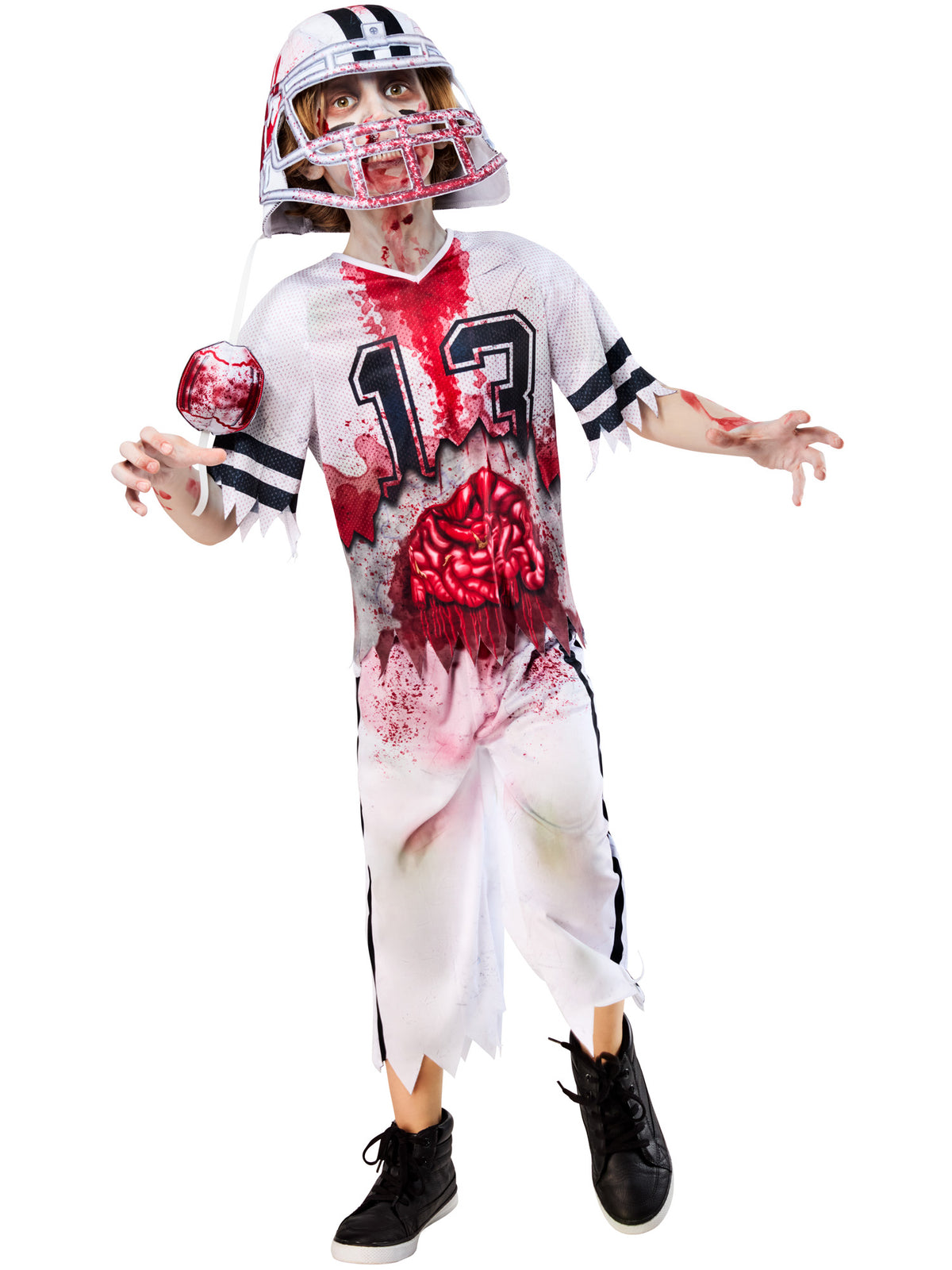 ZOMBIE AMERICAN FOOTBALL PLAYER COSTUME, CHILD - 7-8 YRS - Back