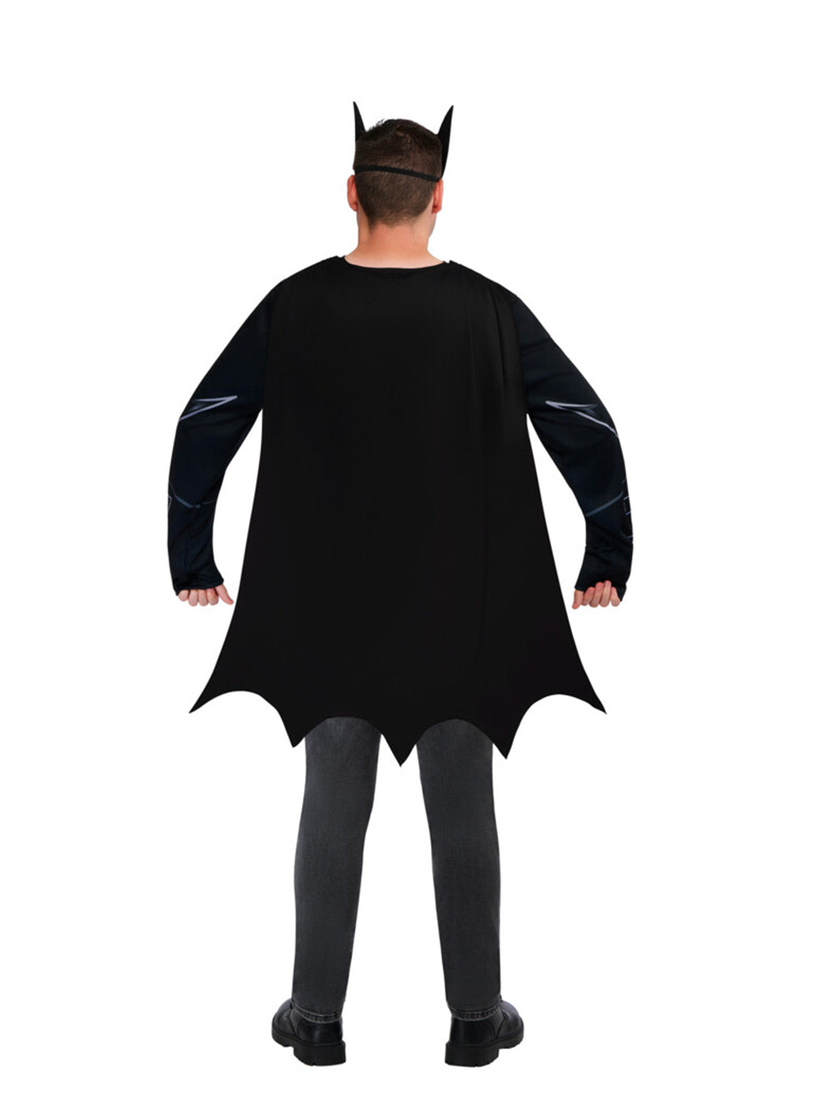 BATMAN COSTUME TOP, CAPE &amp; MASK ADULT - M-L