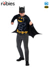 BATMAN COSTUME TOP, CAPE &amp; MASK ADULT - M-L - Front