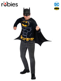 BATMAN COSTUME TOP, CAPE &amp; MASK ADULT - M-L - Front
