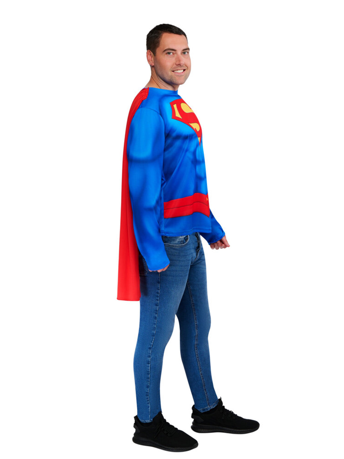 SUPERMAN COSTUME TOP &amp; CAPE, ADULT - M-L - Packaging