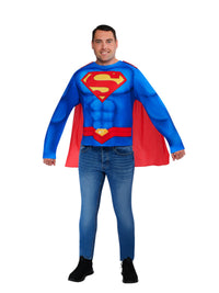 SUPERMAN COSTUME TOP &amp; CAPE, ADULT - M-L - Side